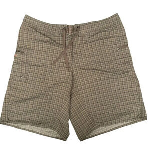 Patagonia Board Shorts Checked Plaid Baggies Size‎ 38 Nylon Swim Short